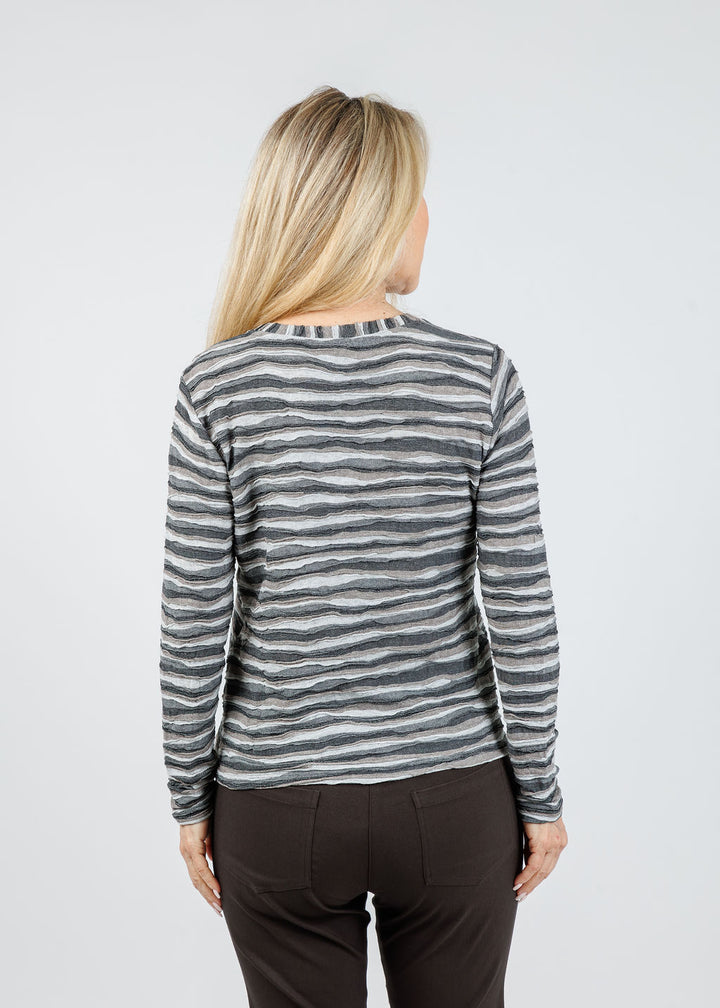 Elliott Lauren Silver Lining V Neck Top in Grey available at Barbara Katz