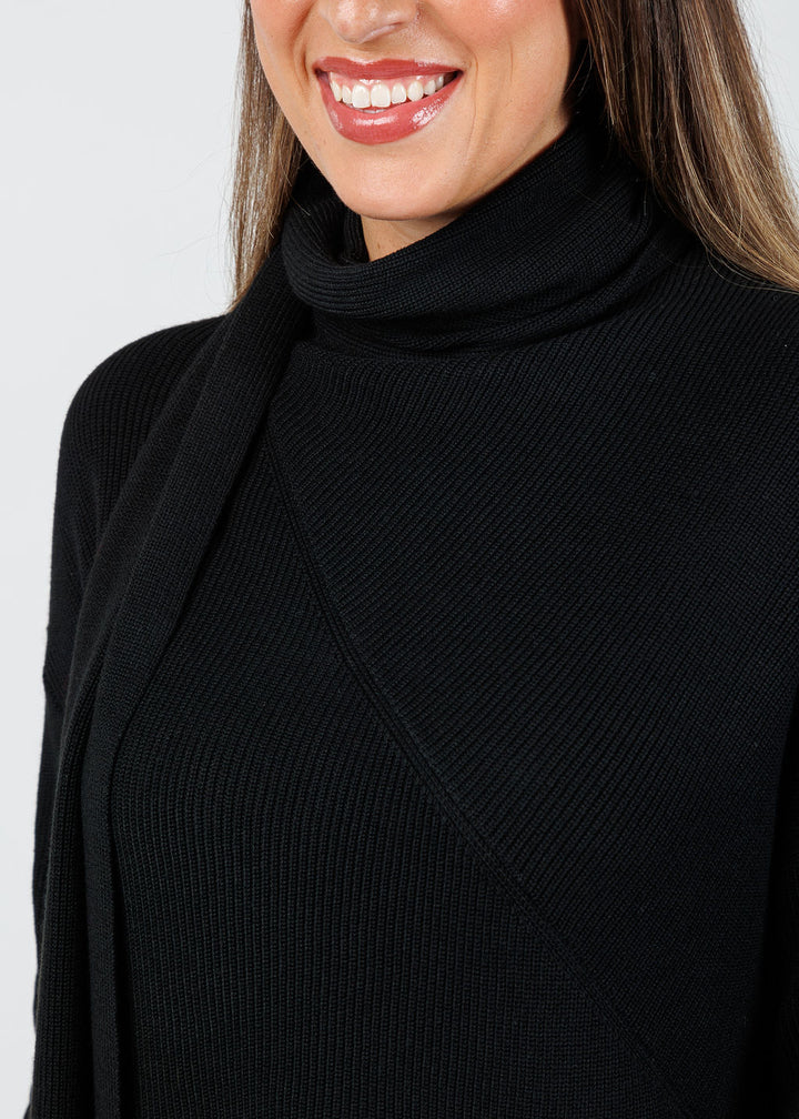 Elliott Lauren Wrap Scarf Sweater in Black available at Barbara Katz