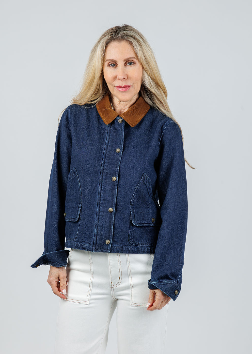 Elliott Lauren Barn Jacket in Denim available at Barbara Katz