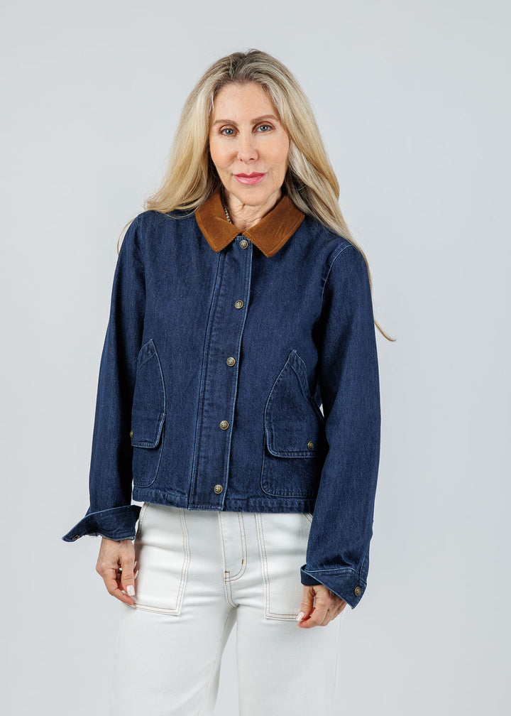 Elliott Lauren Barn Jacket in Denim available at Barbara Katz