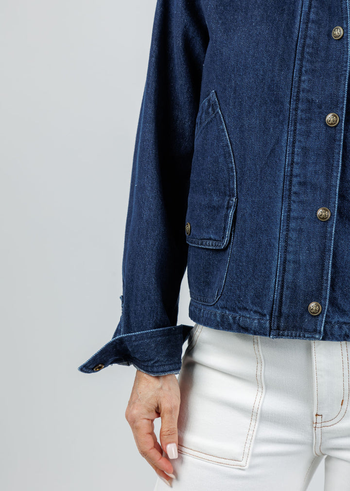Elliott Lauren Barn Jacket in Denim available at Barbara Katz
