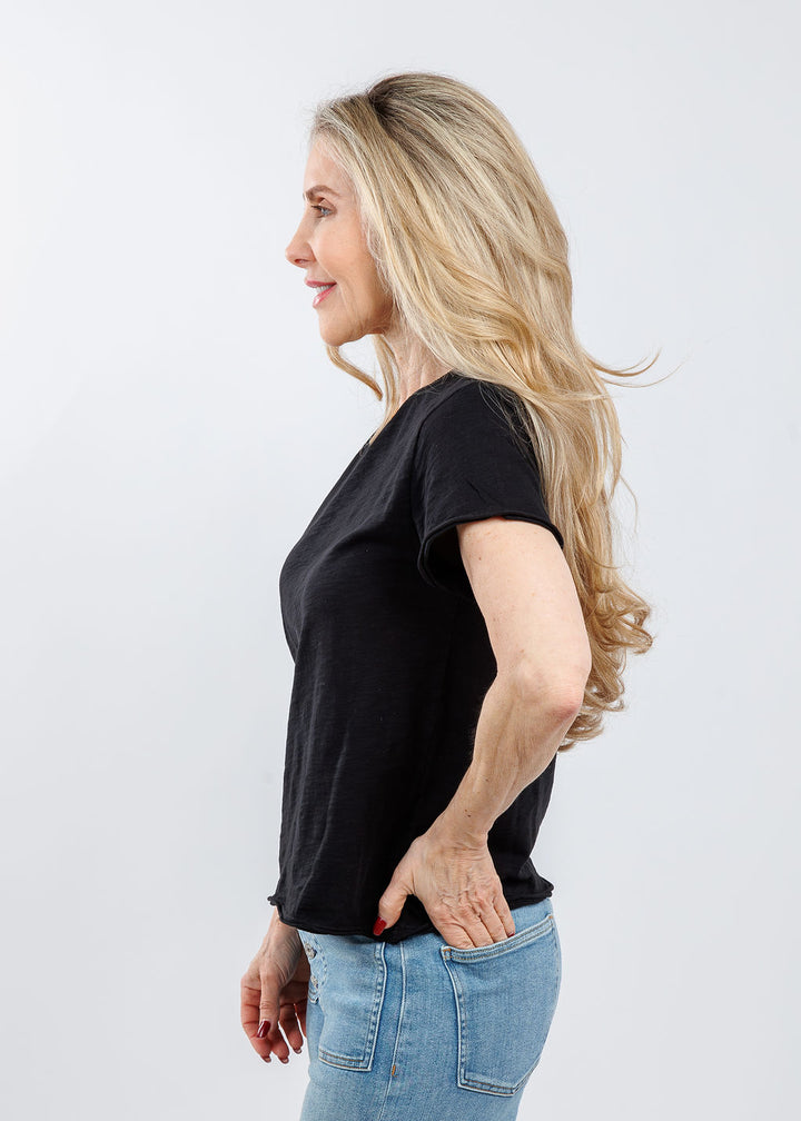 Elliott Lauren Drew Crew Boxy Tee in Black available at Barbara Katz