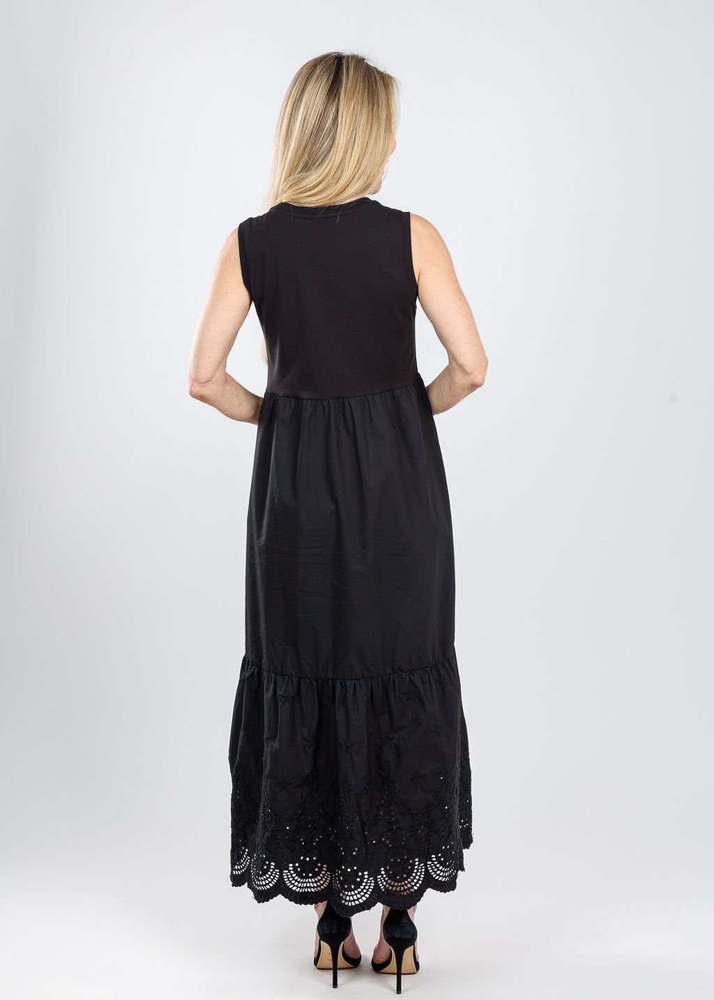 Elliott Lauren White Eyelet Dress in Black available at Barbara Katz