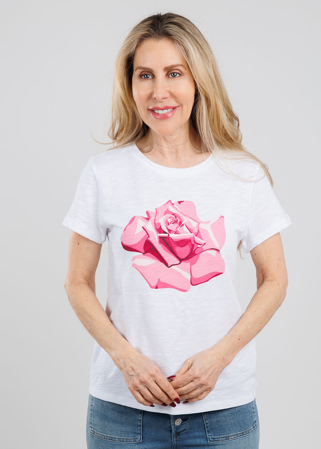 Elliott Lauren Rambling Rose Graphic Tee in Pink available at Barbara Katz