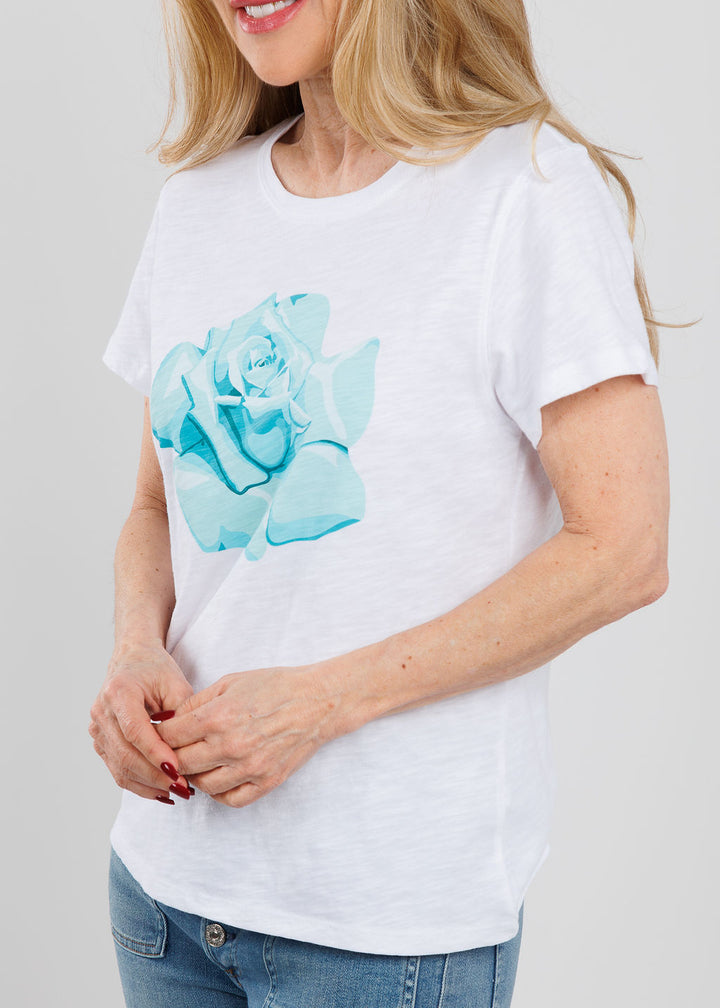 Elliott Lauren Rambling Rose Graphic T-Shirt in Sea Glass available at Barbara Katz