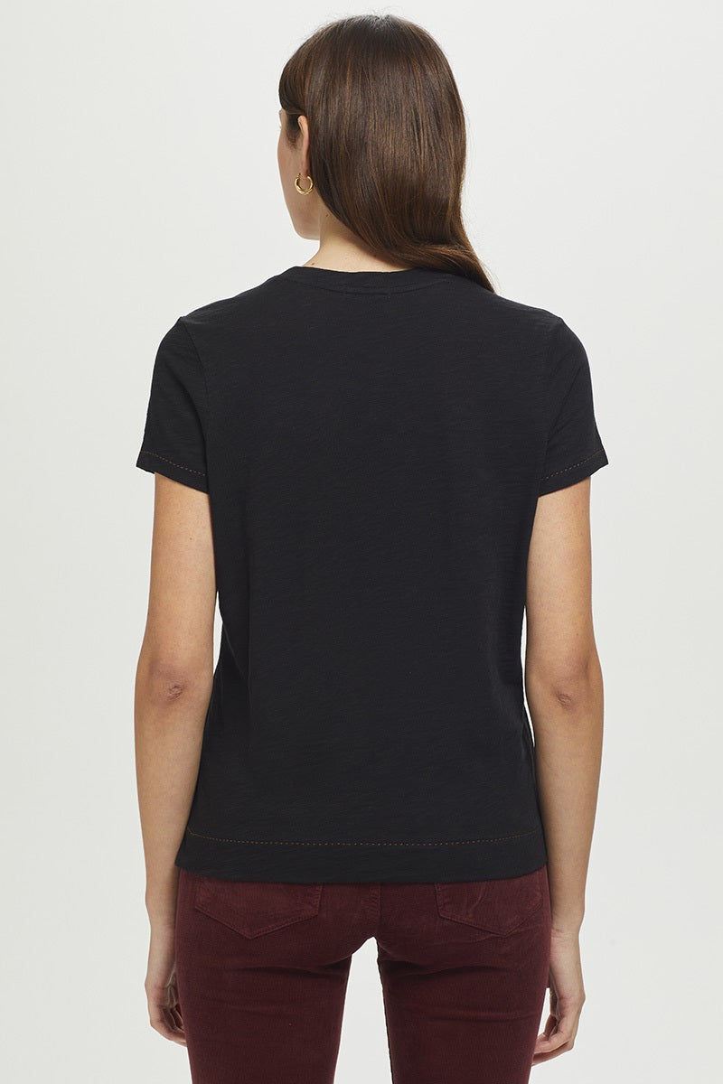Embroidered Pocket Tee - Black/Butternut