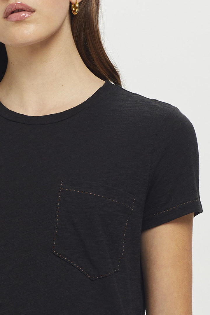 Embroidered Pocket Tee - Black/Butternut