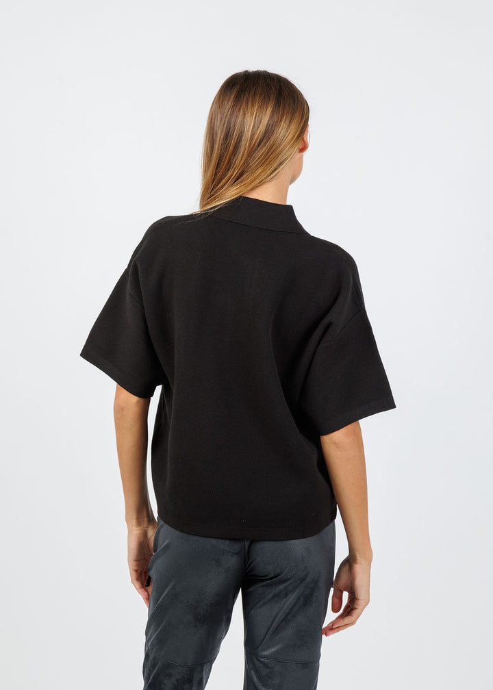 Essentiel Antwerp Internationnal Knitted Polo in Black available at Barbara Katz