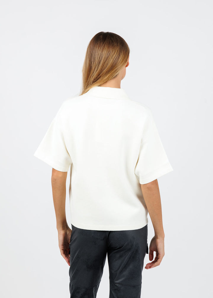 Essentiel Antwerp Internationnal Knitted Polo in Off White available at Barbara Katz