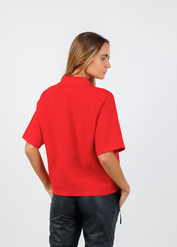 Essentiel Antwerp Internationnal Knitted Polo in Santa Claus available at Barbara Katz