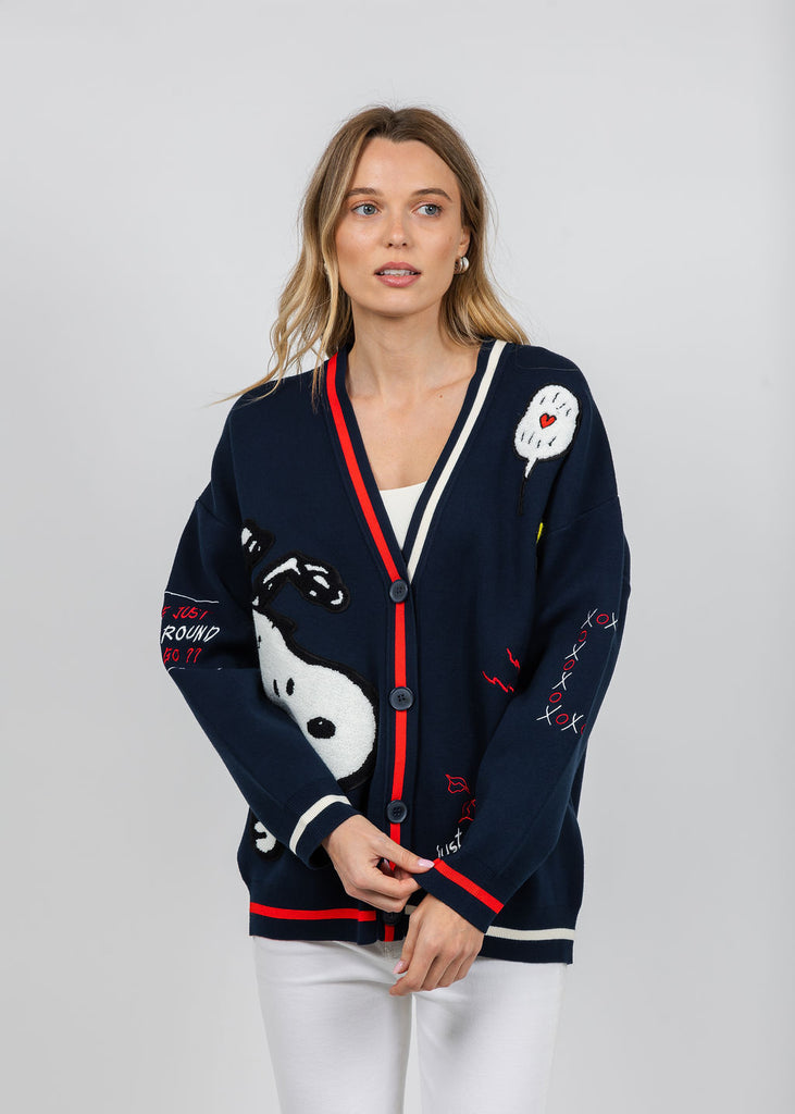 Essentiel Antwerp Jaseball Snoopy Cardigan - Navy – Barbara Katz