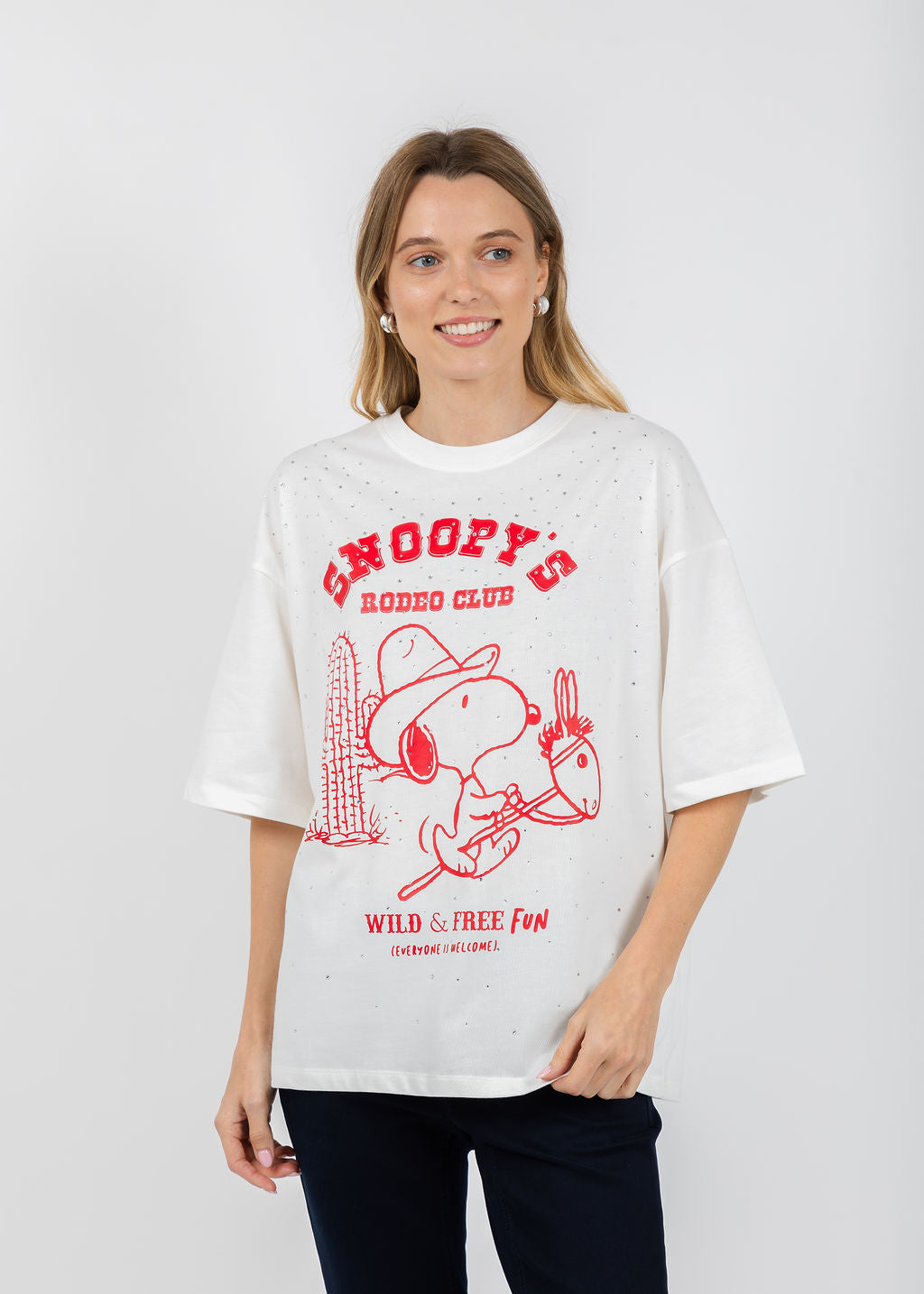 Essentiel Antwerp Junki Rhinestones T-Shirt in Off White available at Barbara Katz