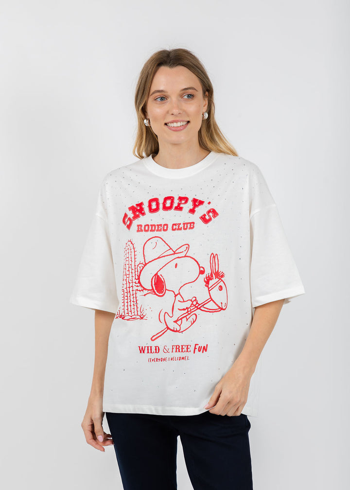 Essentiel Antwerp Junki Rhinestones T-Shirt in Off White available at Barbara Katz