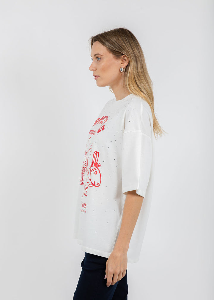 Essentiel Antwerp Junki Rhinestones T-Shirt in Off White available at Barbara Katz