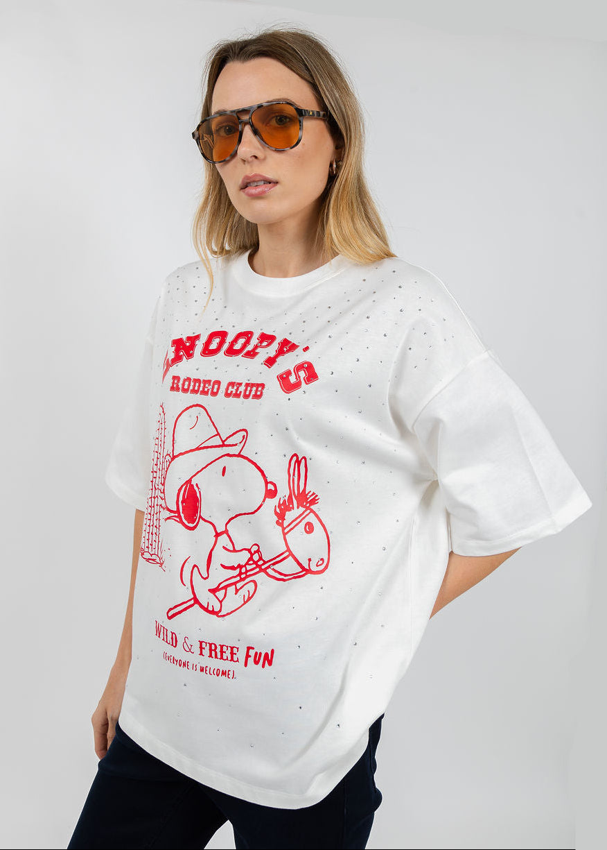 Essentiel Antwerp Junki Rhinestones T-Shirt in Off White available at Barbara Katz