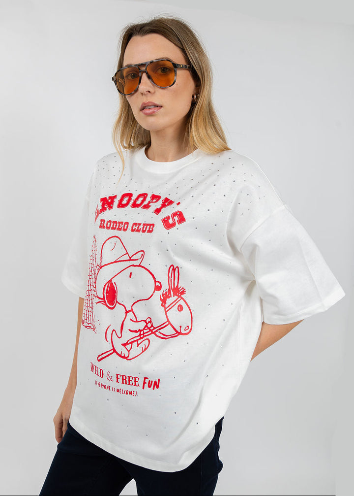 Essentiel Antwerp Junki Rhinestones T-Shirt in Off White available at Barbara Katz