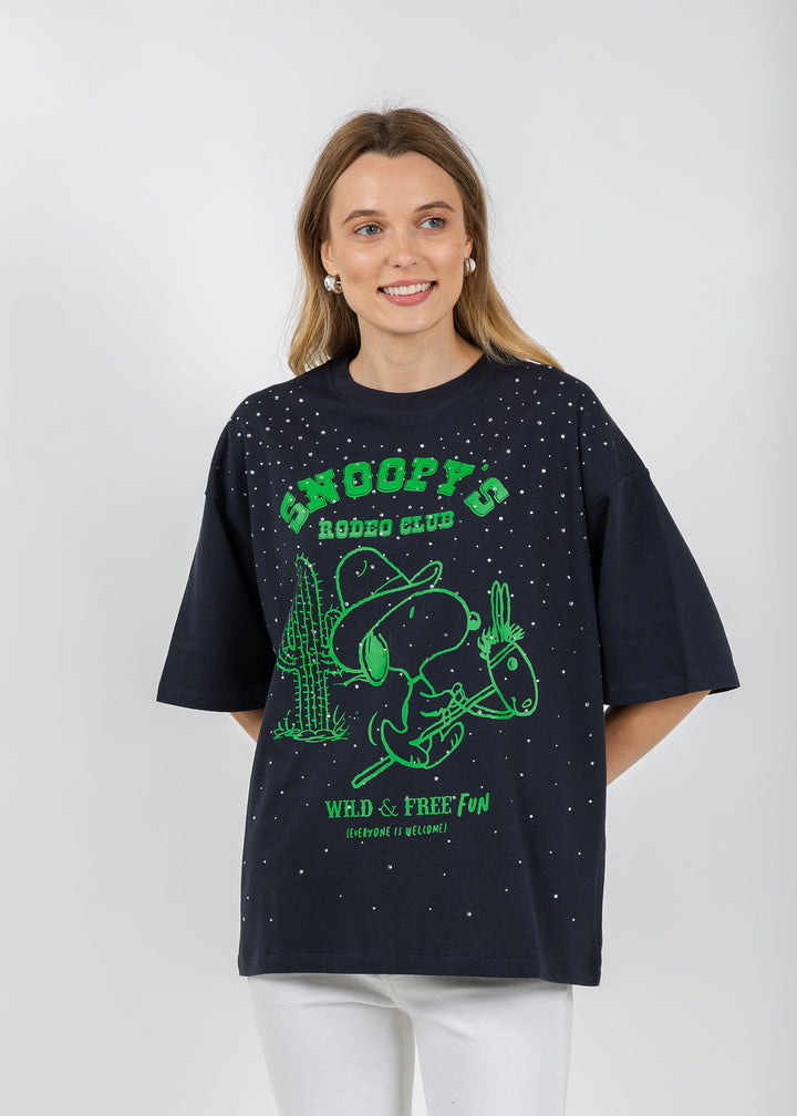 Essentiel Antwerp Junki Rhinestones T-Shirt in Patriot Blue available at Barbara Katz