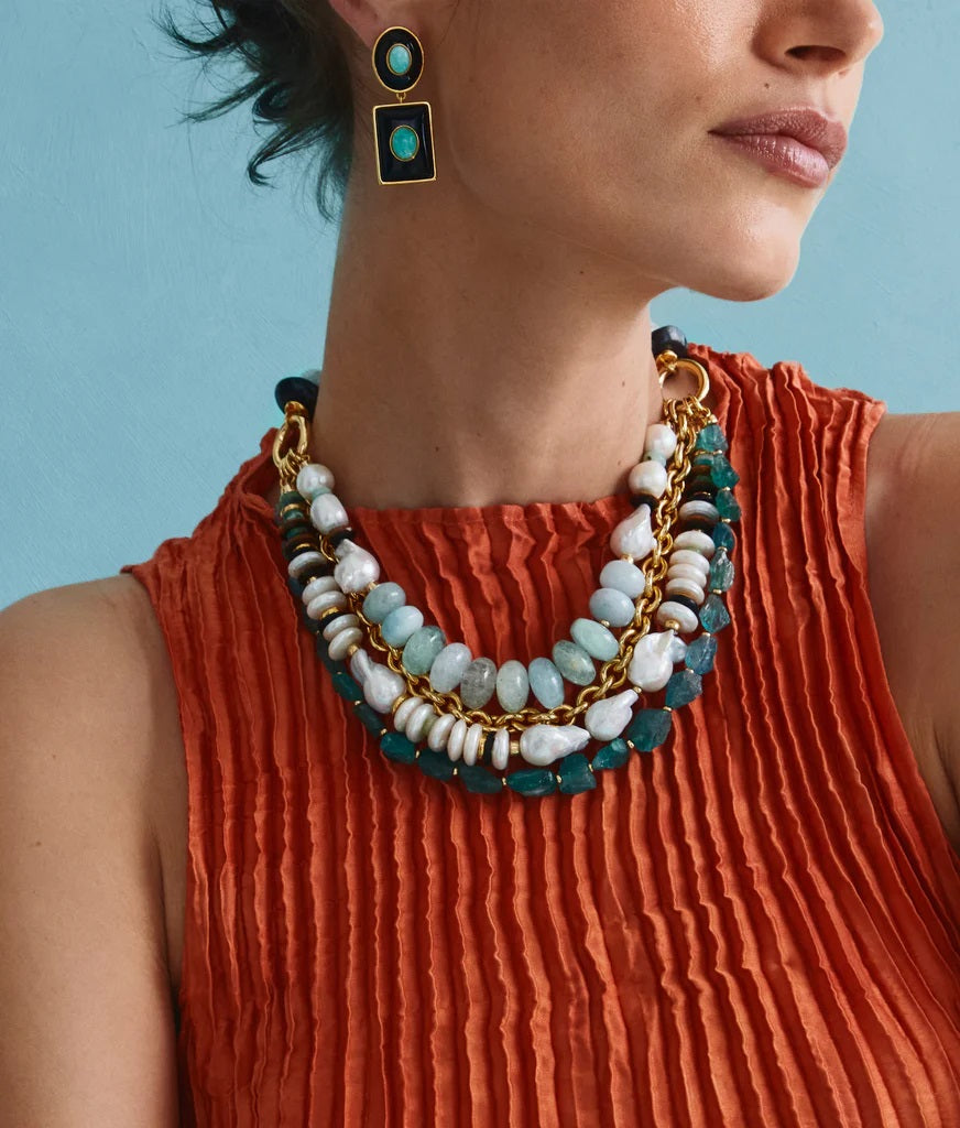 LIZZIE FORTUNATO Ethereal Pool Earrings in Midnight