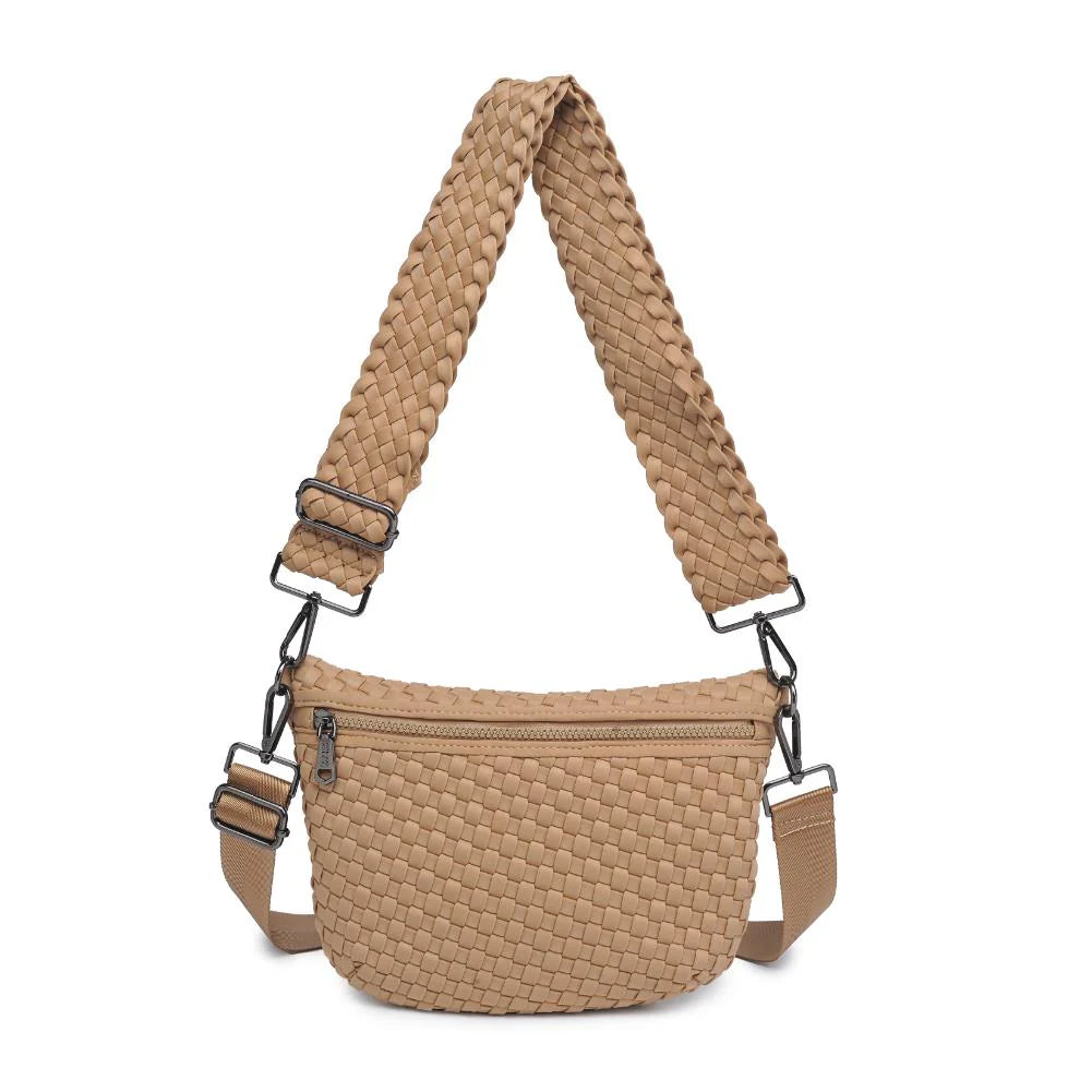 Sol and Selene Ethereal Woven Neoprene Bag in Nude available at Barbara Katz