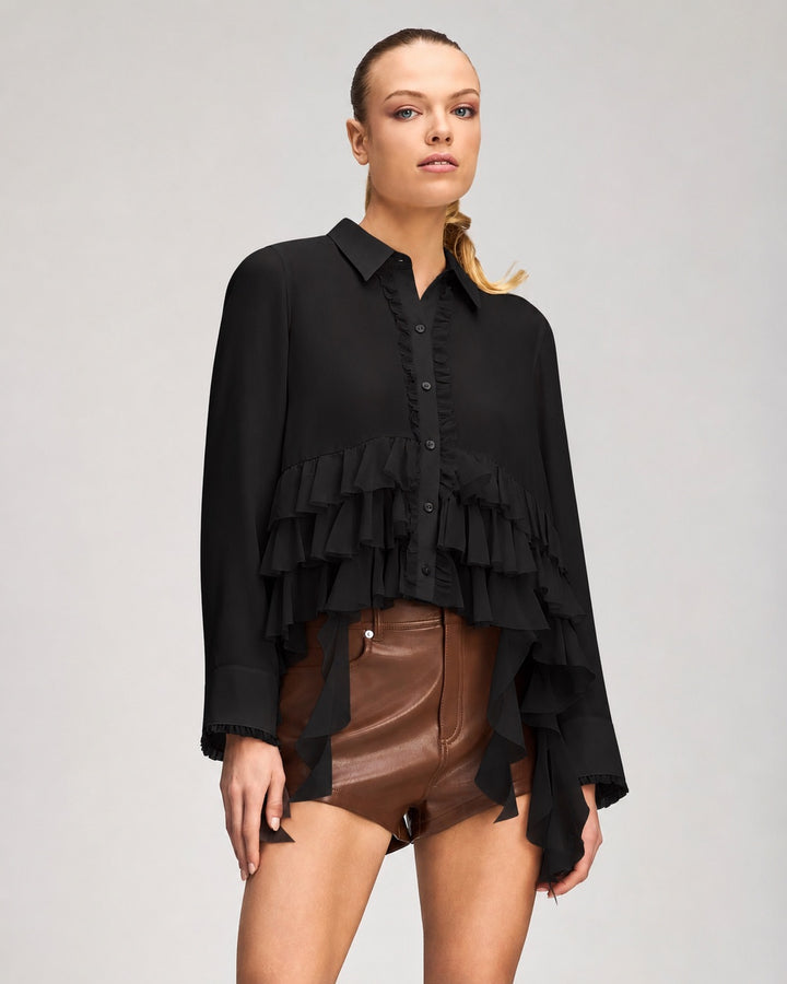 Cinq a Sept Nori Top in Black available at Barbara Katz