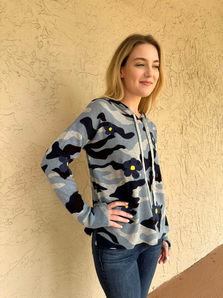 J Society 3D Floral Camo Sweater - Denim
