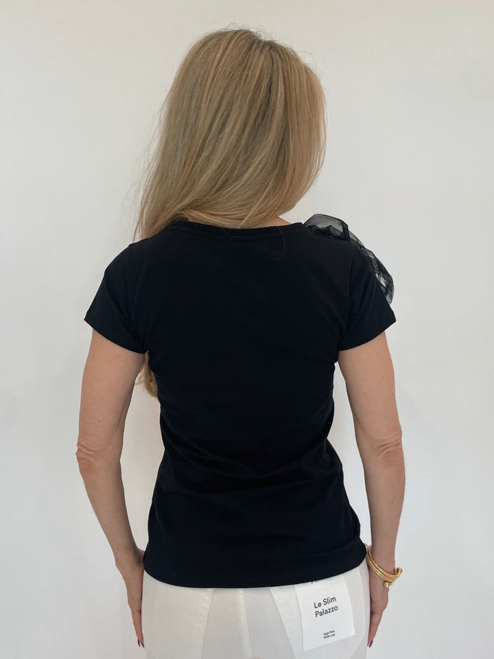 Bariloche Inca Flower Top in Black available at Barbara Katz