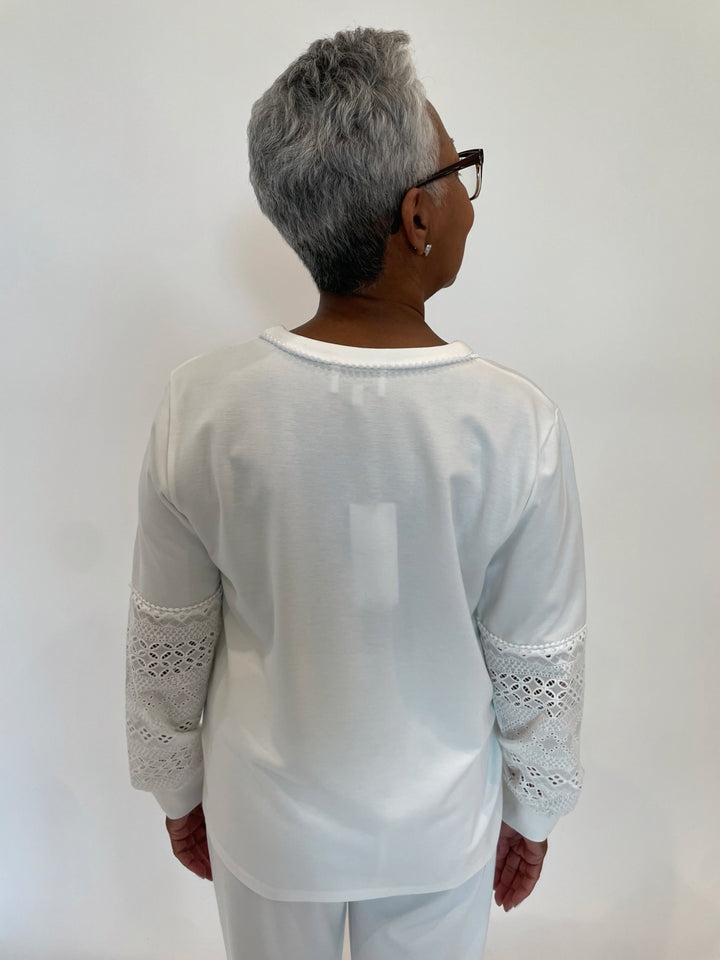 Leo & Ugo Marcella Sleeve Sweater in White available at Barbara Katz