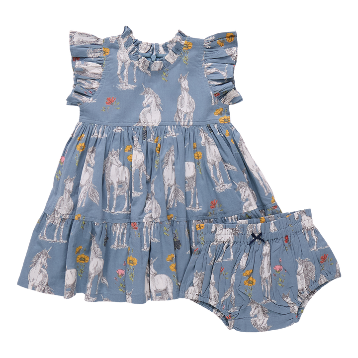 Pink Chicken Baby Girls Jennifer Dress Set in Unicorn Field available at Barbara Katz