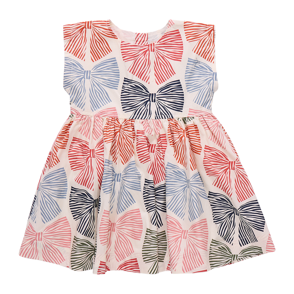 Pink Chicken Girls Adaline Dress in Multi Stripe Bows available at Barbara Katz