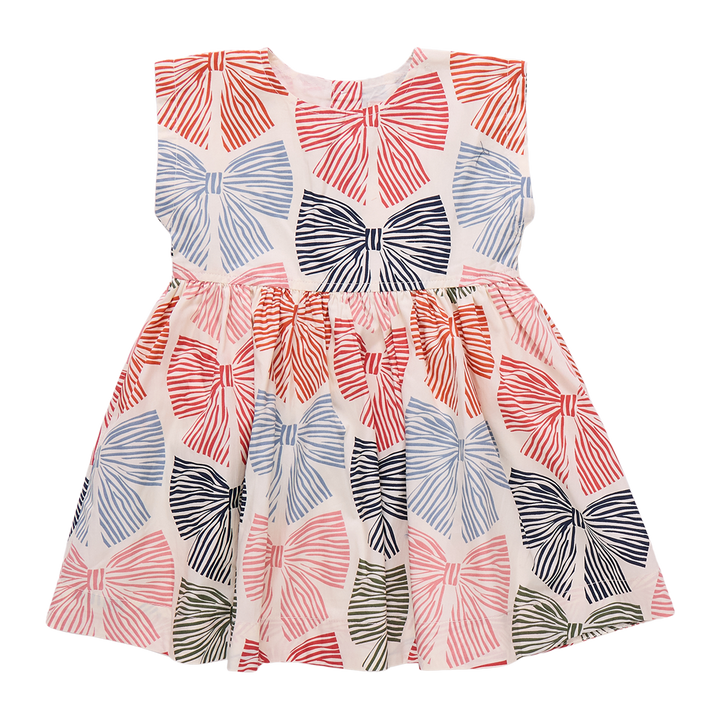 Pink Chicken Girls Adaline Dress in Multi Stripe Bows available at Barbara Katz