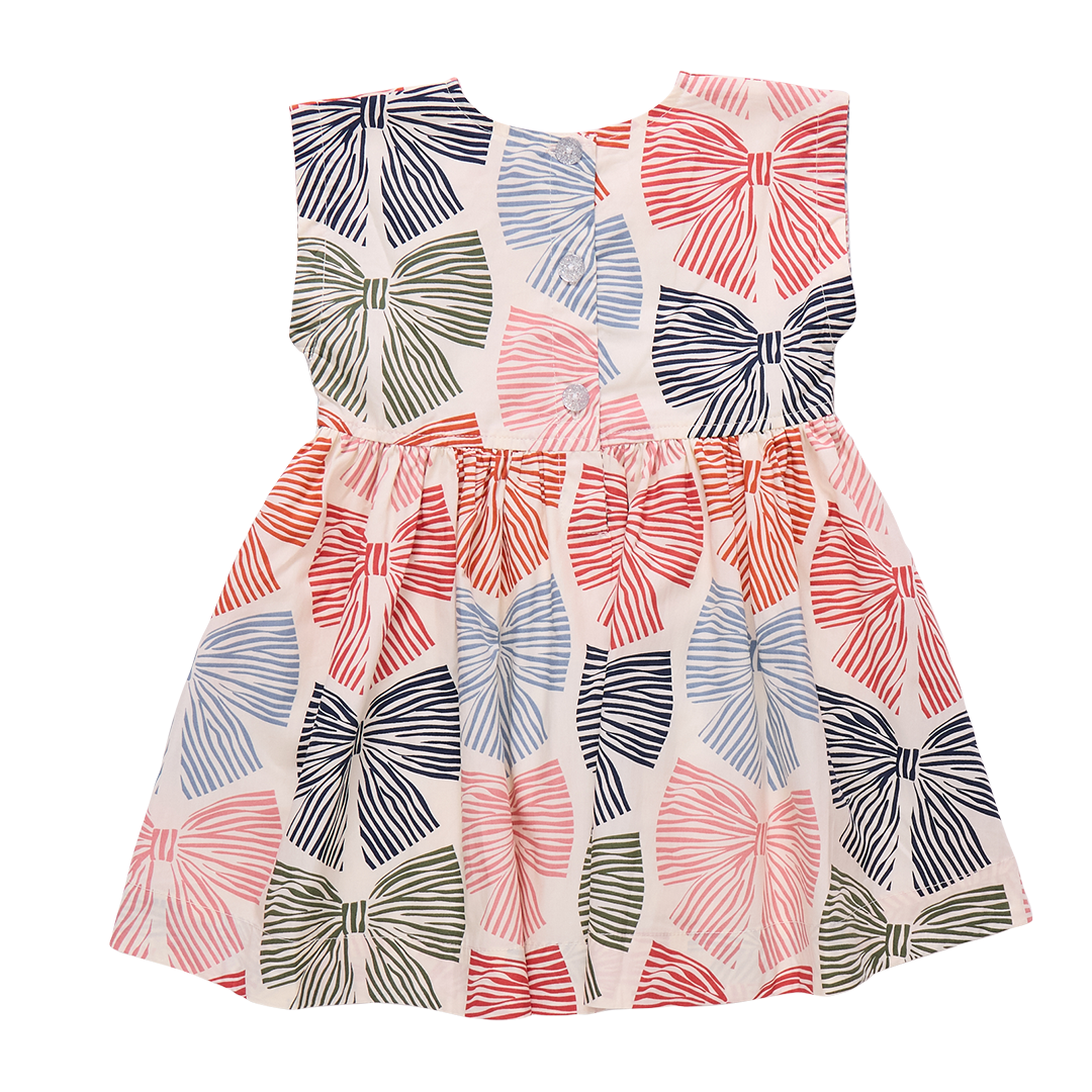 Pink Chicken Girls Adaline Dress in Multi Stripe Bows available at Barbara Katz