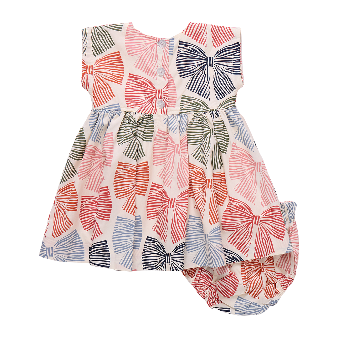 Pink Chicken Baby Girls Adaline Dress Set in Multi Stripe Bows available at Barbara Katz