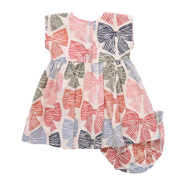 Pink Chicken Baby Girls Adaline Dress Set in Multi Stripe Bows available at Barbara Katz