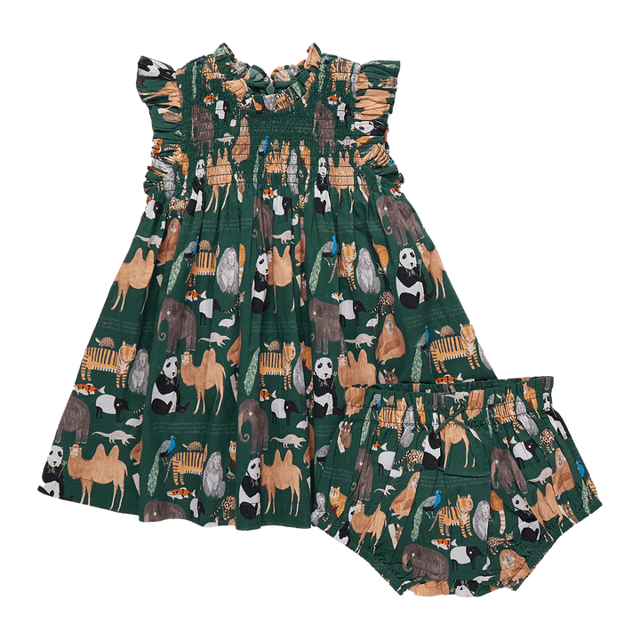 Pink Chicken Baby Girls Stevie Dress Set in Animals of Asia Print available at Barbara Katz