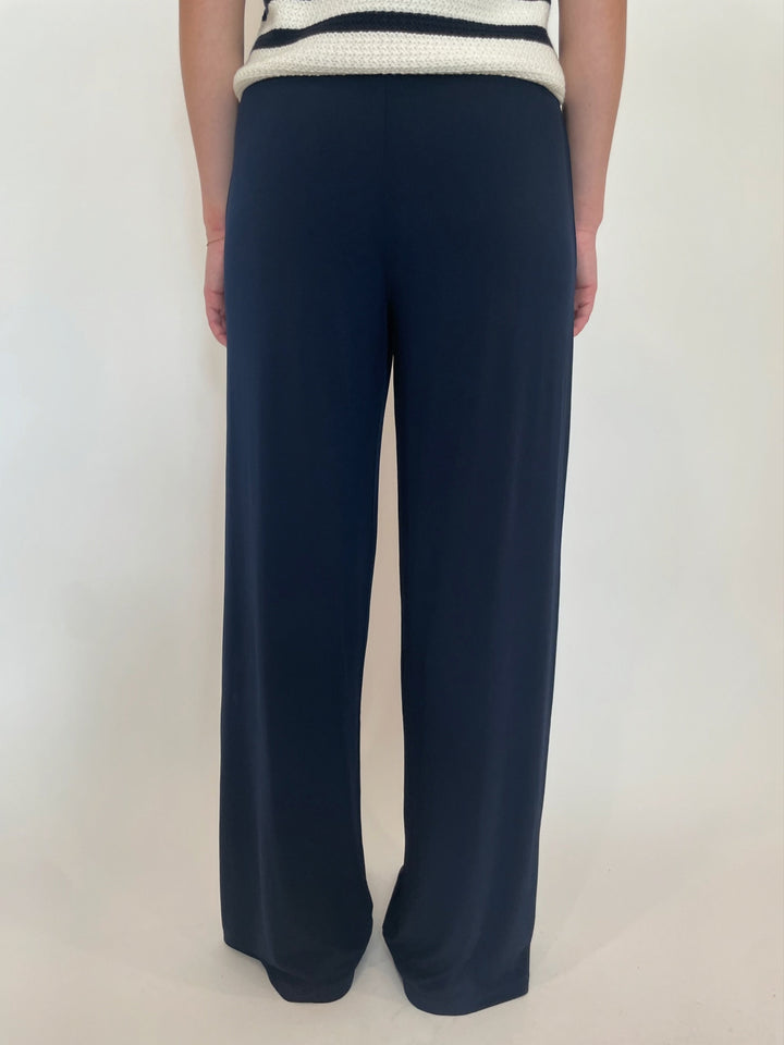 Oui Mulan Wide Leg Trouser Pants in Dark Blue available at Barbara Katz