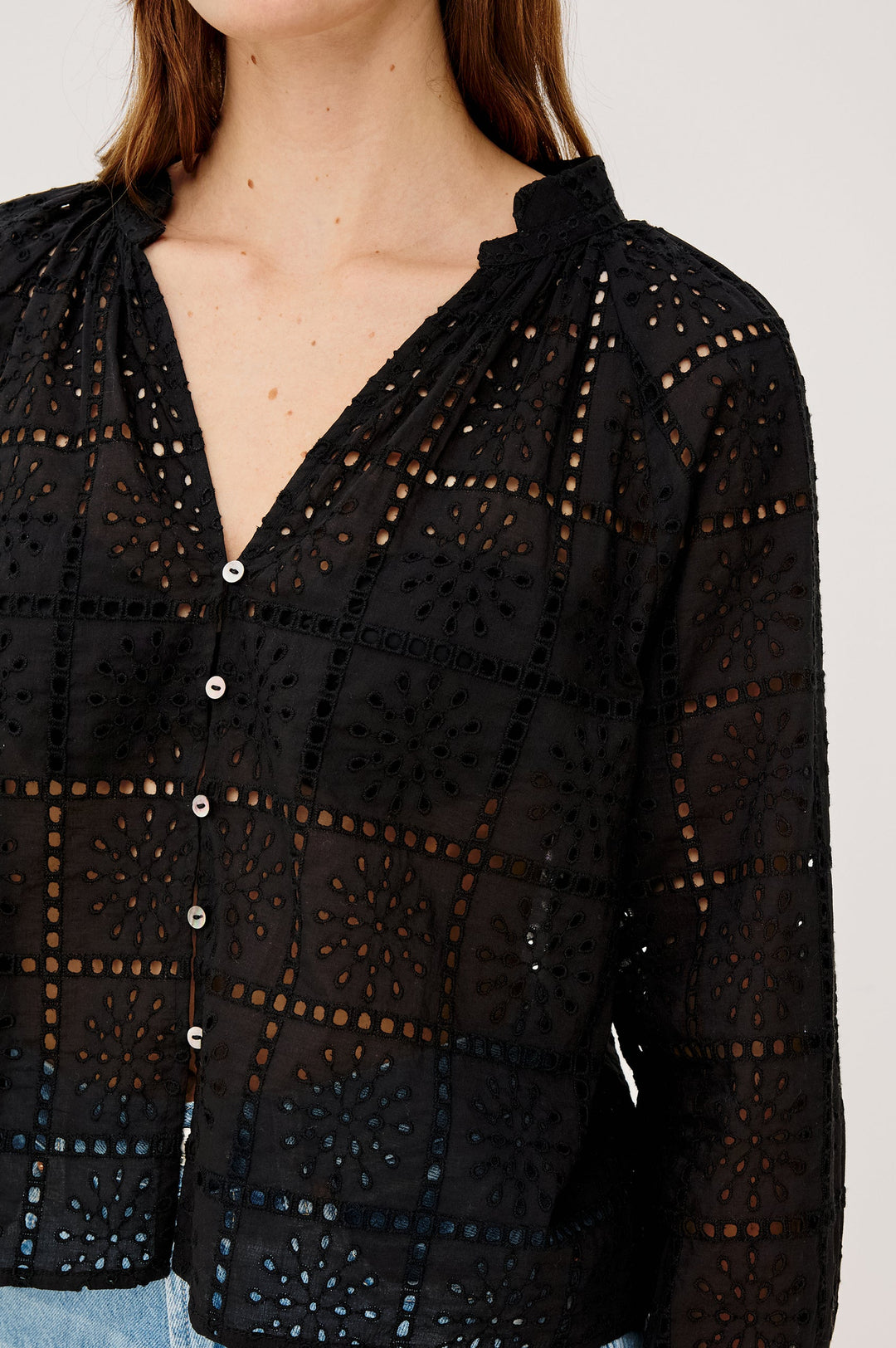 Rails Francine Top in Black Grid Embroidery available at Barbara Katz