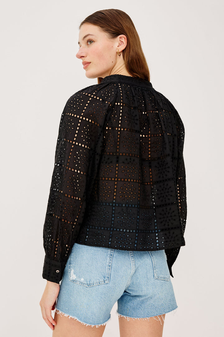 Rails Francine Top in Black Grid Embroidery available at Barbara Katz