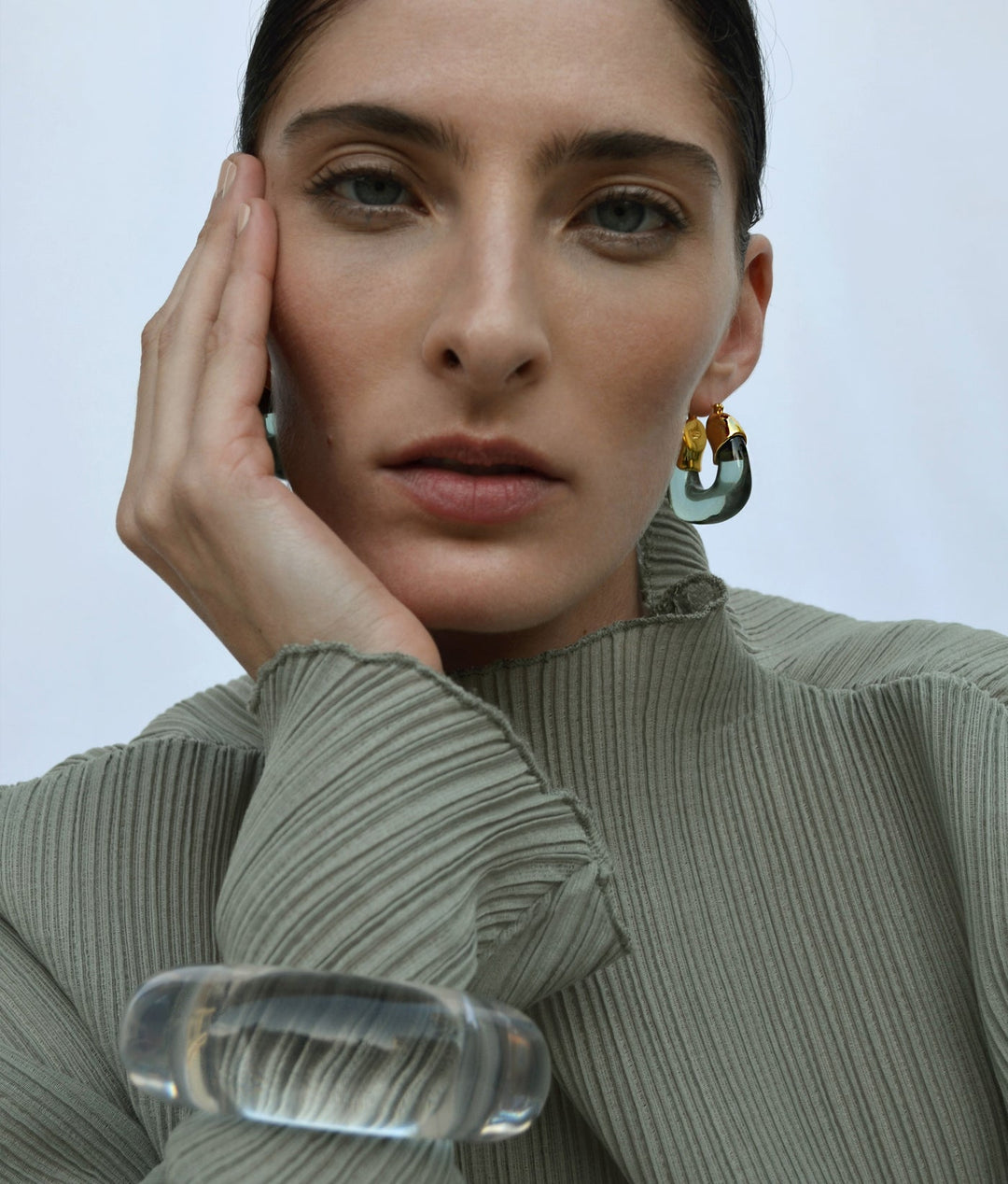 Lizzie Fortunato Organic Hoops in Forest available at Barbara Katz