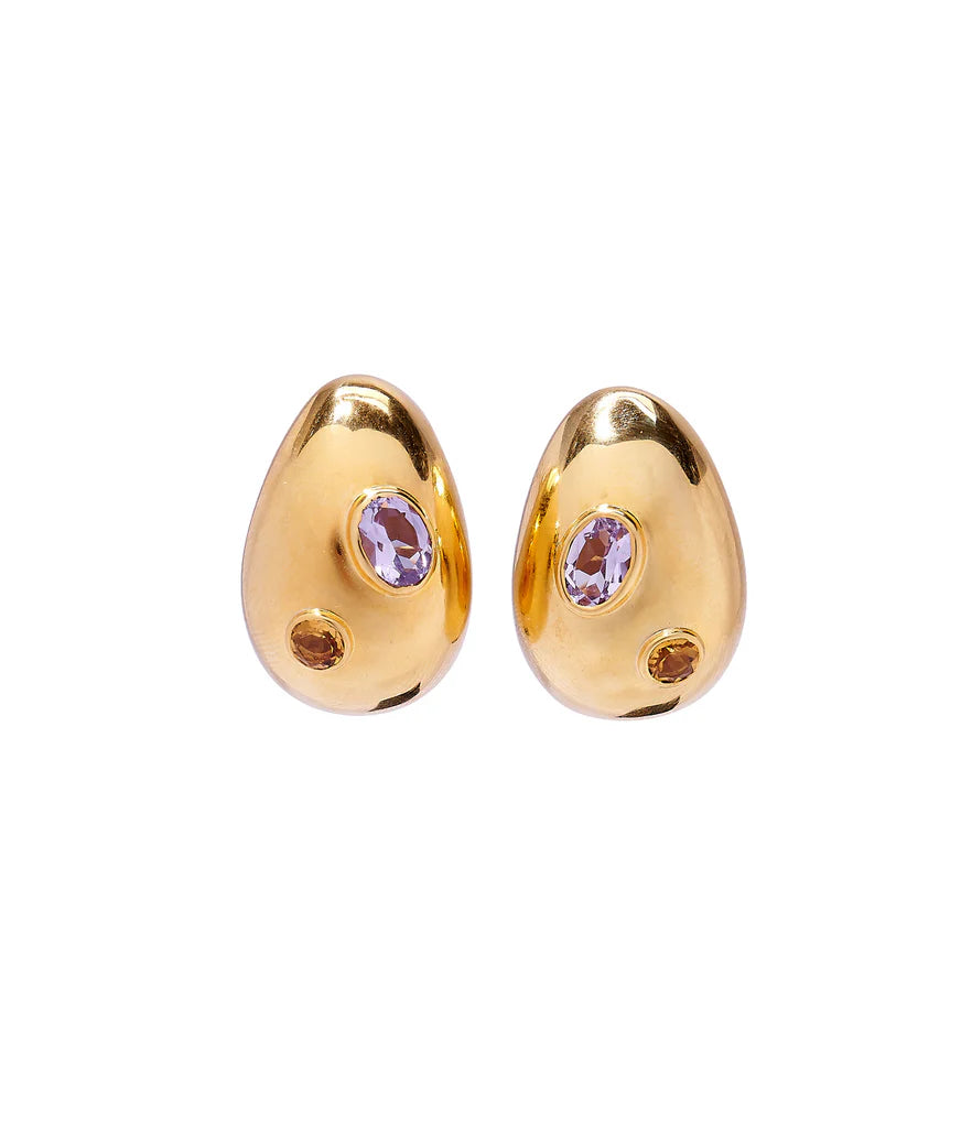 Lizzie Fortunato Mini Arp Earrings in Studded Gold