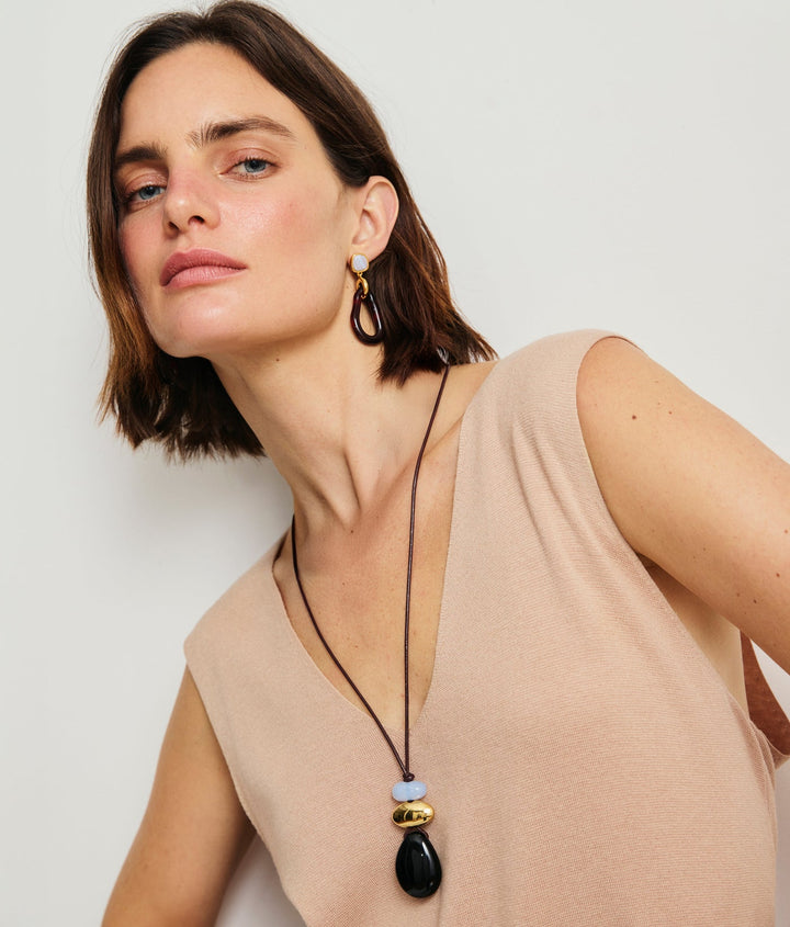 Lizzie Fortunato Galina Earrings in Sangria and Museo Cord Necklace available at Barbara Katz