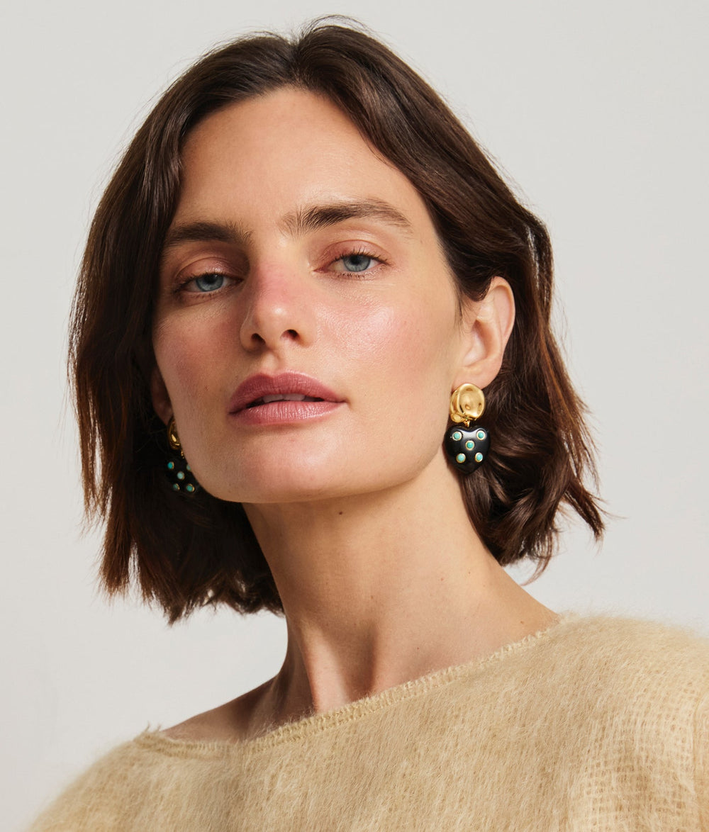 Lizzie Fortunato Amore Heart Earrings available at Barbara Katz