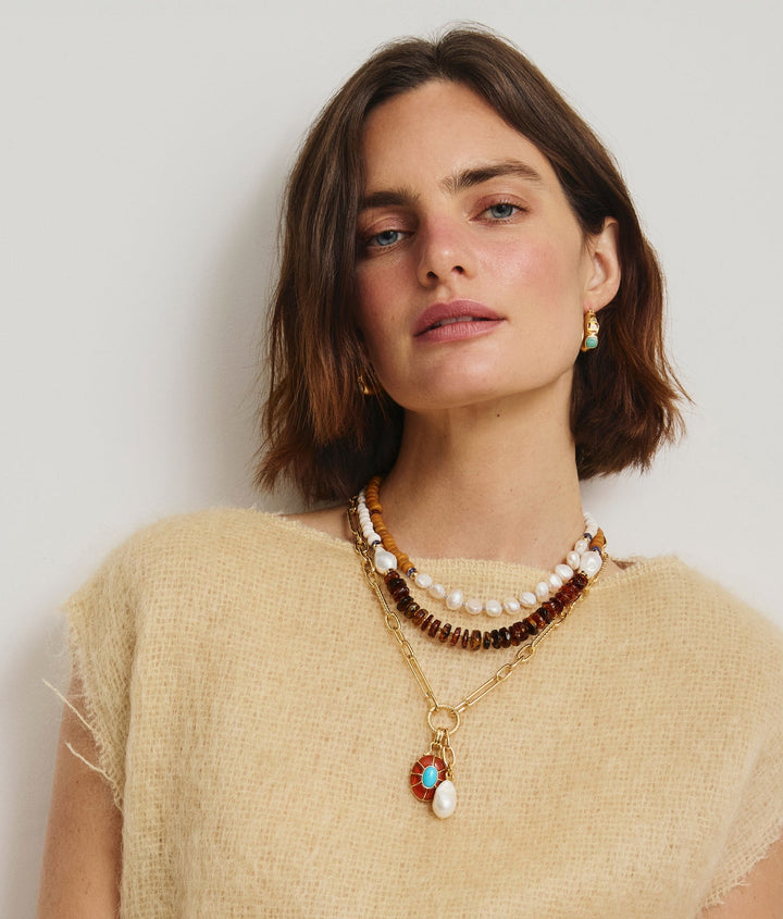 Lizzie Fortunato Piet Hoop Earrings in Bitter Orange available at Barbara Katz