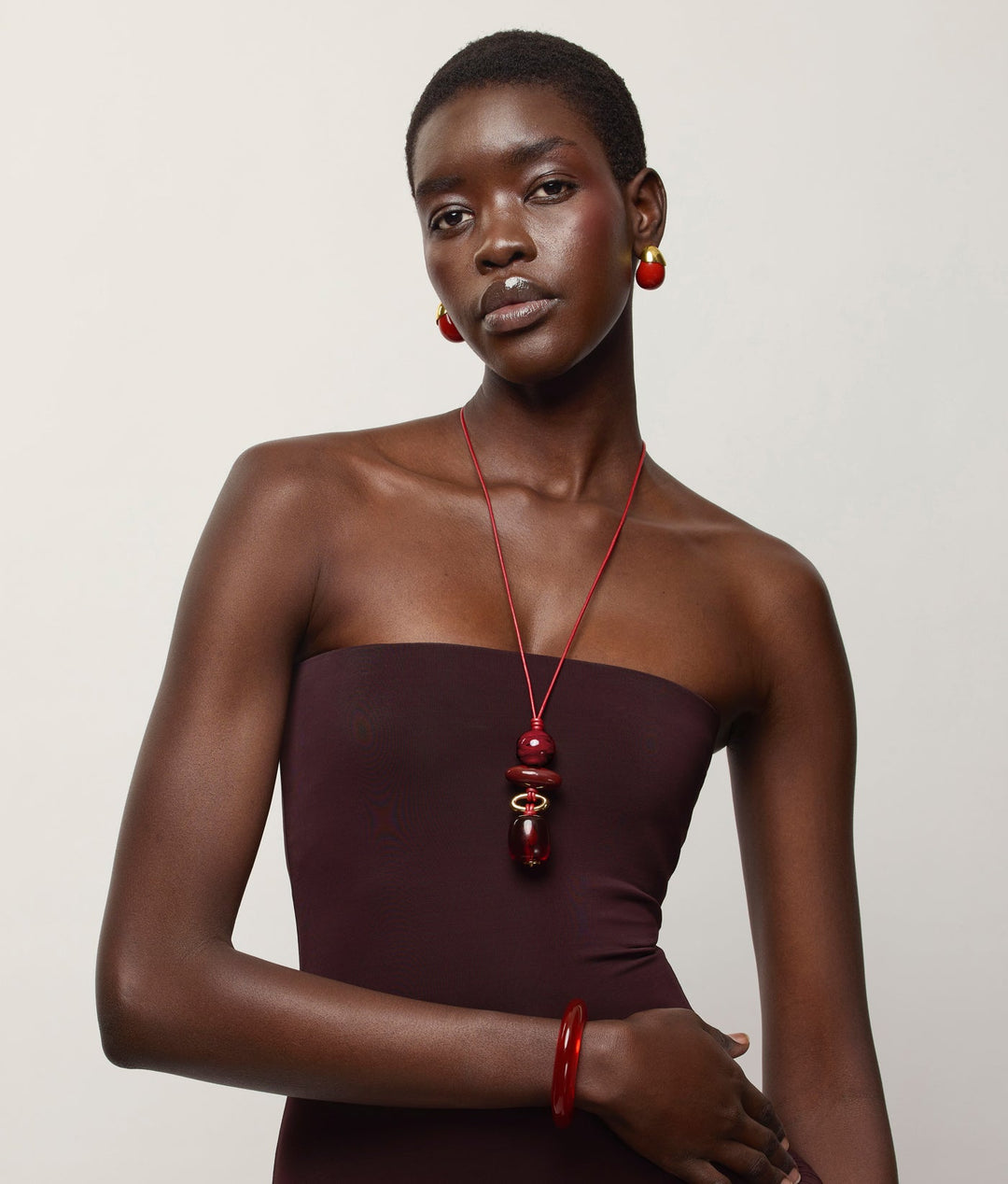 Lizzie Fortunato Museo Cord II Necklace in Bordeaux available at Barbara Katz