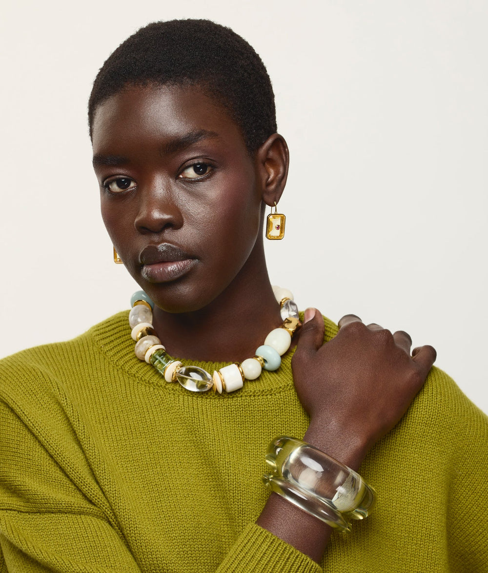 Lizzie Fortunato Monument Collar Necklace in Sea Glass available at Barbara Katz