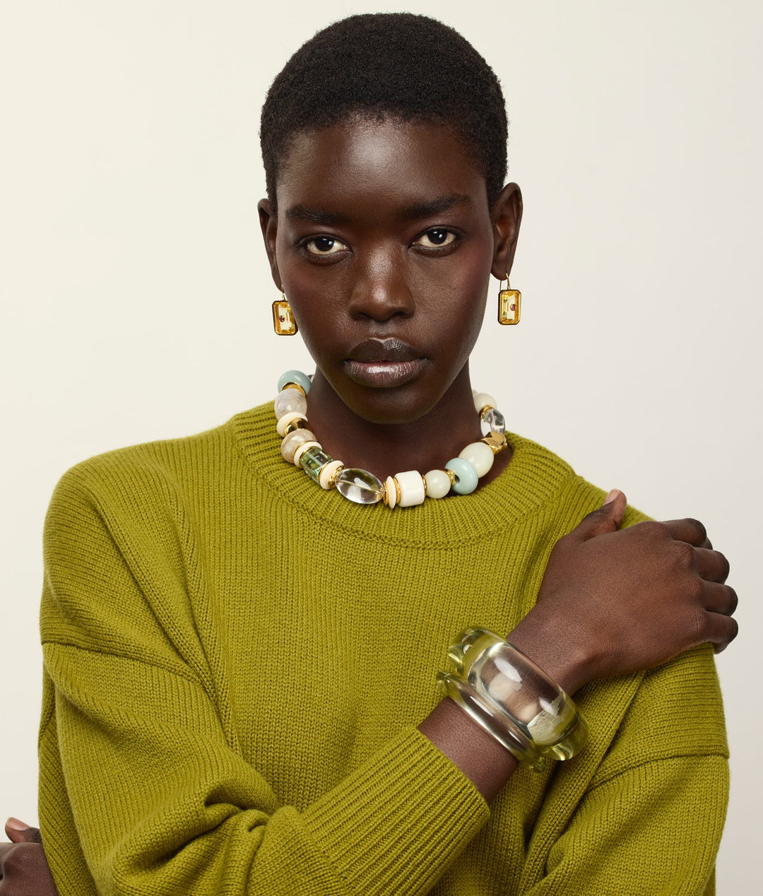 Lizzie Fortunato Monument Collar Necklace in Sea Glass available at Barbara Katz