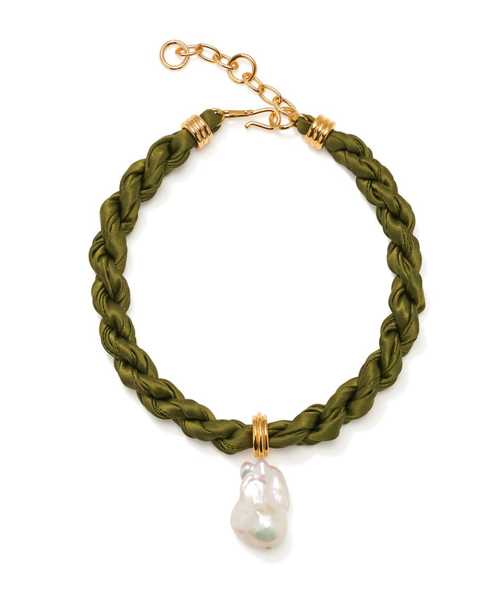 Lizzie Fortunato Woven Collar Necklace in Olive Branch available at Barbara Katz