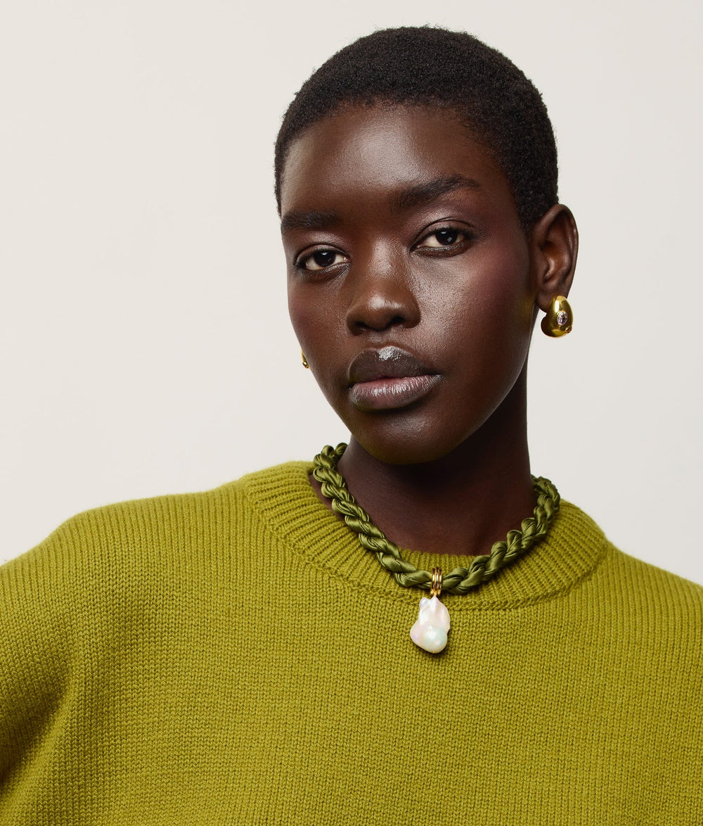 Lizzie Fortunato Woven Collar Necklace in Olive Branch available at Barbara Katz