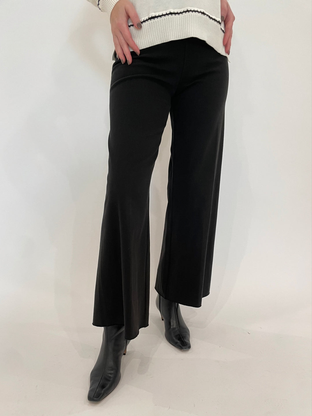 Lysse Erin High Waist Wide Leg Denim Pants in Denim Black available at Barbara Katz
