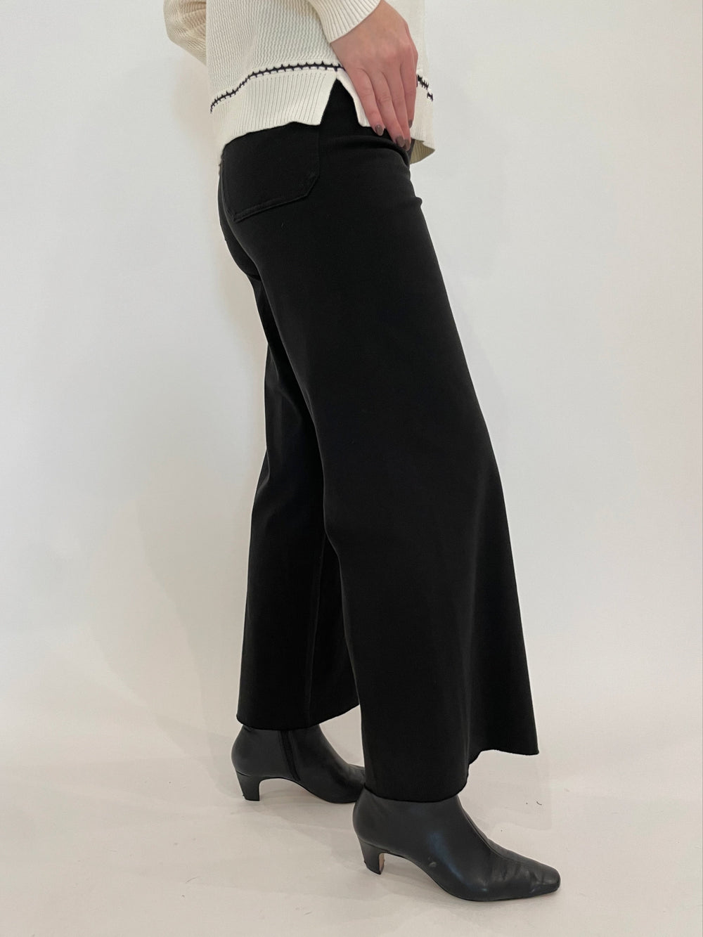 Lysse Erin High Waist Wide Leg Denim Pants in Denim Black available at Barbara Katz