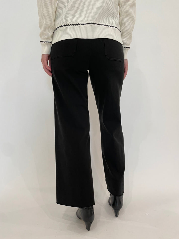 Lysse Erin High Waist Wide Leg Denim Pants in Black available at Barbara Katz
